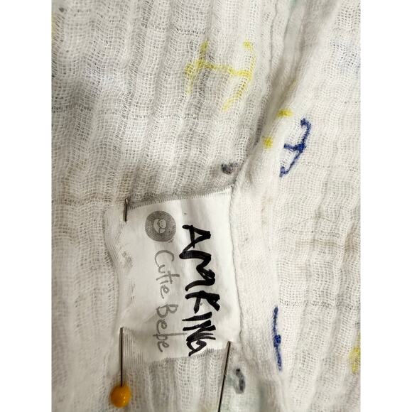 AmKing CutieBebe Anchor Muslin Baby Blanket 52x48 White Nautical - Picture 7 of 7